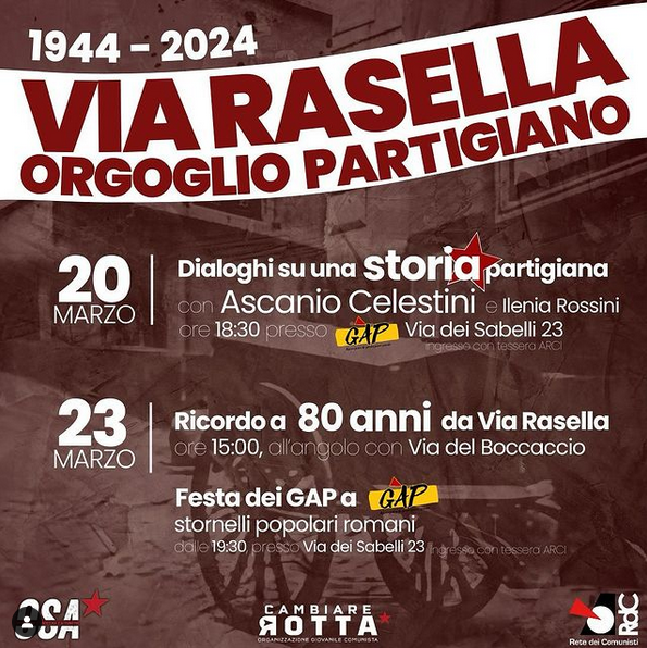 Roma. Festa dei Gap, anniversario di via Rasella - Contropiano